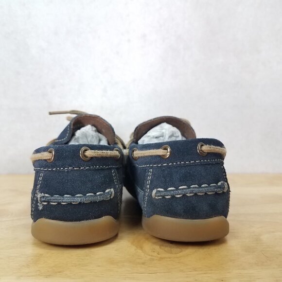 Florsheim Kids US 1.5 Jasper Tie Jr. Boat Shoe Suede Genuine Leather in Navy - Picture 5 of 13